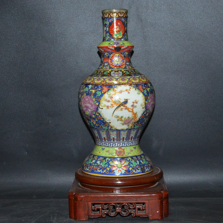 清雍正珐琅彩花鸟文描き金花瓶 景徳鎮 陶磁器 装飾品 現代工芸品 美術品 置物 雍正珐琅彩花鸟瓶-雍正珐琅彩花鸟瓶促销价格、雍正珐琅彩花鸟瓶品牌- 淘宝