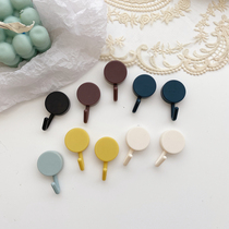 ins Korean style macaron small hook sticky hook home strong adhesive wall hanging hole free seamless hook