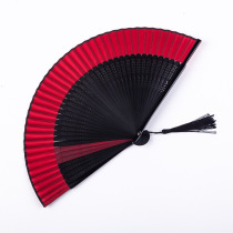 Dance fan black folding fan Chinese style antique women's jk all bamboo lace bone fan summer portable small