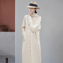 2021 Spring and Autumn New Product Fluffy Soft Two-color Air Layer Knitted Super Bullet Cocoon Loose Wind Coon Loose Wind Coon Loose Wind Coat