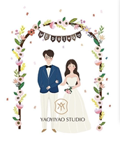 Wedding Illustrator Hand-painted Wedding Custom Wedding Illustrator Illustrator Invitation