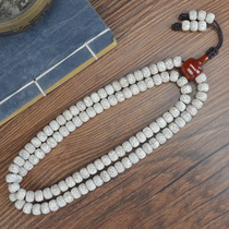 Simple star and moon Bodhi child 108 Hainan Yuanbao Seed First Month Shun White Buddha beads Rosary hand string Mens and womens necklace round beads