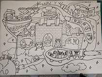 Primary and secondary school kindergarten science fantasy painting line sketch sample science fiction draft 4 open paper