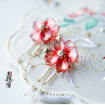 Mist hairpin original antique jewelry Cheongsam hair accessories Hanfu hairpin Girl cute cherry blossom tassel headdress