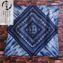 Dali tie-dyed tablecloth Yunnan Bai people send foreigners plant blue dye square scarf wall hanging gift background decoration tea table cloth