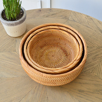 Vietnam Indonesian fruit Old autumn rattan straw woven storage basket storage box box steamed bread basket snack basket large size