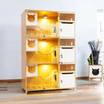  Pet shop display cabinet Solid wood cat cabinet three-story villa glass two-story cat house cat room cat house send sample breeding cage