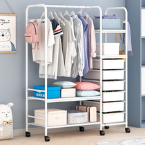 Hanger artifact floor-to-ceiling household bedroom clothes pole removable coat rack multifunctional wardrobe drawer storage box