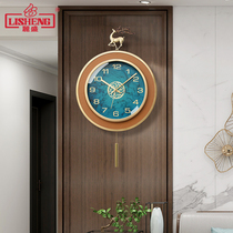 Lisheng new Chinese style living room wall clock mute creative light luxury pendulum clock Atmospheric clock Household decorative table Quartz clock