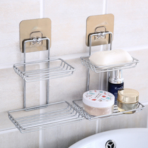 Stainless steel toilet powerful suction cup soap box creative wall soap holder drain soap box suction cup multi-layer