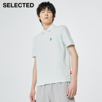 SELECTED slade summer new IP joint fashion embroidered lapel short sleeve T-shirt men s) 421206054