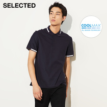 SELECTED Slade summer new COOLMAX color matching tide lapel short sleeve T-shirt men s) 421306007