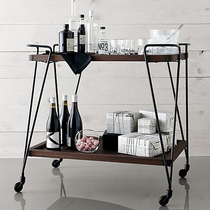 European-style wine truck multi-function rack tea truck mobile trolley home golden iron solid wood dining car