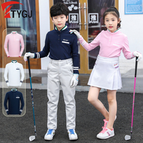 Spring and Autumn Golf Clothing Men and Women Children Parent-child Long Sleeve T-shirt Stripe Stand Collain College Style Sportswear