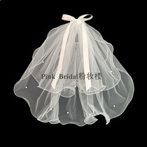 New license registration bow small veil children Princess veil short travel bridal headdress Super fairy wedding dress