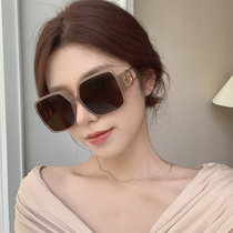 Net red oversized frame tea color polarized ink mirror female large face slim glasses Han version Chauer Street pat on anti-ultraviolet sunglasses
