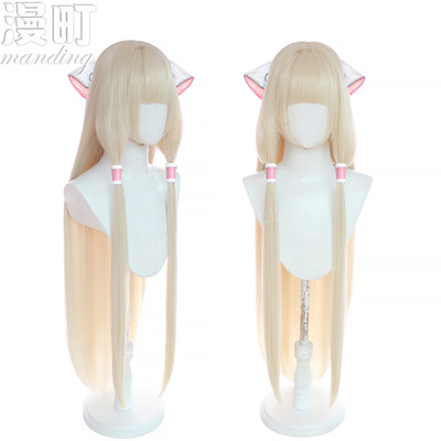 taobao agent Spot human -shaped computer Angel Heart COS COS Wig Chobits long straight golden ear accessories