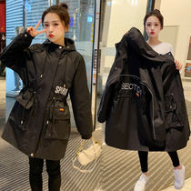  Pregnant women autumn windbreaker jacket 2021 new plus size female fat sister MM200 kg loose spring and autumn top