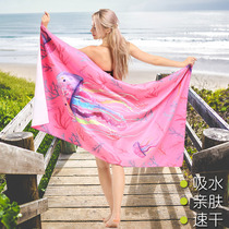 Swimming bath towels for men and women for external use can be worn and wrapped in summer portable travel childrens absorbent quick-drying seaside beach bathrobes