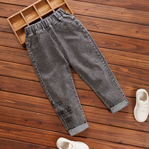  Childrens clothing boys pants 2021 spring and autumn new western style jeans boys middle and large childrens loose casual pants