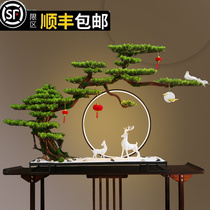 New Chinese-style welcoming pine simulation bonsai green plant living room hotel home porch decoration soft decoration creative decoration