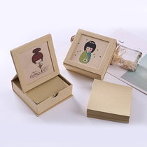 High-grade office stationery Japanese cartoon wooden note box message memo kraft paper can stand 150 notes