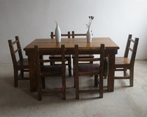 Solid Wood Kit Furniture Combined Restaurant Dining Dining Chair 7 Pieces Chinese Log Table And Chairs Direct Selling Living-room Dining Table