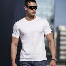 Longya summer new comfortable basic T-shirt mens slim-fit wild round neck short-sleeved white t-shirt light iron blood