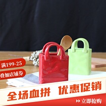 Creative craft ceramic flower basket multi-meaty flower pot flower pot small storage utensils knife and fork holder ornaments multi-color