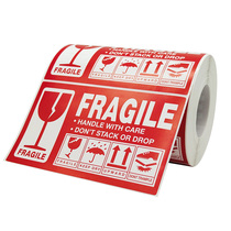 Roll-mounted copper version of fragile placedin English stickers carefully light and alarm mark delivery carton adhesive labels
