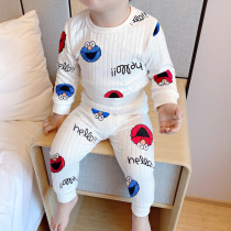 Baby home clothing thin high waist belly suit boys pajamas children spring and autumn cotton breathing girls air-conditioned clothing