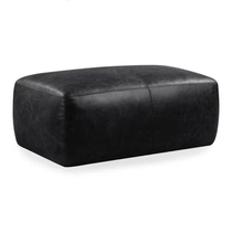 Nordic black leather Pier living room sofa stool cloakroom changing shoes stool American House rectangular rest leather stool