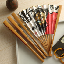 Jade bamboo folding fan hand fan scraping Mi Wen playing Su working surface collection blank Xuan paper surface calligraphy fan phase sound fan