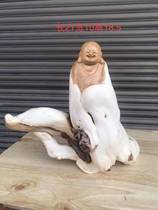 Taihang cliff cypress root carving ornaments Guanyin Maitreya natural casual wood carving carving gifts Tuotuo material old material crafts