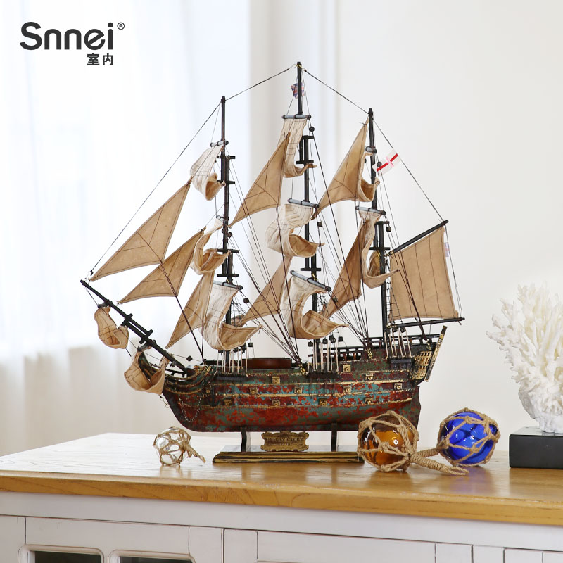 Retro-style sailboat model assembling fittings Shengli 60CM solid wood craft ship