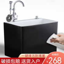 Balcony extra-long ceramic washing mop pool rectangular black and white mop pool floor type household modern rinse mop pool