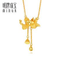Ming brand jewelry gold necklace Full gold set chain Lotus lotus lotus leaf elegant necklace AFB0124 price