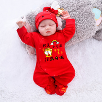 South Korea Newborn Baby Full Moon Clothes Spring Autumn Clothes Baby Full Moon Clothes Conjoined Suit to Skin Khaclothes 100-day Climbing Suit