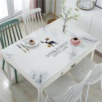  Tablecloth Waterproof and oil-proof Leave-in PVC tablecloth tablecloth Coffee table dining table mat Anti-scalding Nordic light luxury soft glass