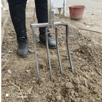 Agricultural tools deep turpor soil loosening tools four-tooth fork hoe turning Earth artifact digging fork iron fork three-strand forge