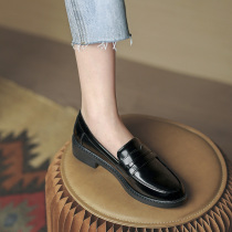 Lofu shoes women a pedal soft leather single shoes 2021 spring new versatile retro jk small leather shoes British big size shoes