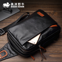 Americas Wild Bull Korean Version Genuine Leather Mens Chest Bag Slanted Satchel With Single Shoulder Backpack Casual Bull Leather Purse Tide Man Bag Bag