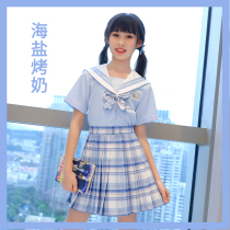 Childrens jk uniform skirt suit genuine summer sailor suit Girls 10-year-old gk skirt college style primary school original