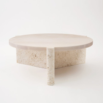 Nordic minimal wooden marble tea table coffee table with designers living room sofa round white hole stone tea table