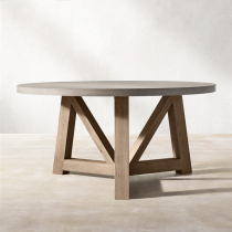 French rural solid wood round concrete cement table Designer Profile Room Hotel Villa large dining table