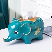 Nordic light luxury tissue box living room creative dining box desktop bedroom ceramic marble elephant paper box