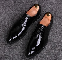 New leather shoes mens British style patent leather business casual shoes inside Mens shoes leather wedding groom shoes