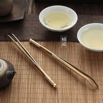 Pure copper tea dual-use clip tweezers non-slip Cup clip tea room accessories tea ceremony six gentlemen thickened and labor-saving for washing cups