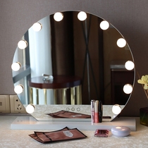 Round desktop led light makeup mirror ins wind with bulb fill light wedding princess mirror bedroom dressing beauty mirror