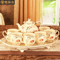 Tea set household ceramic teacup high-end European tea set Light luxury Nordic style household living room afternoon teapot
